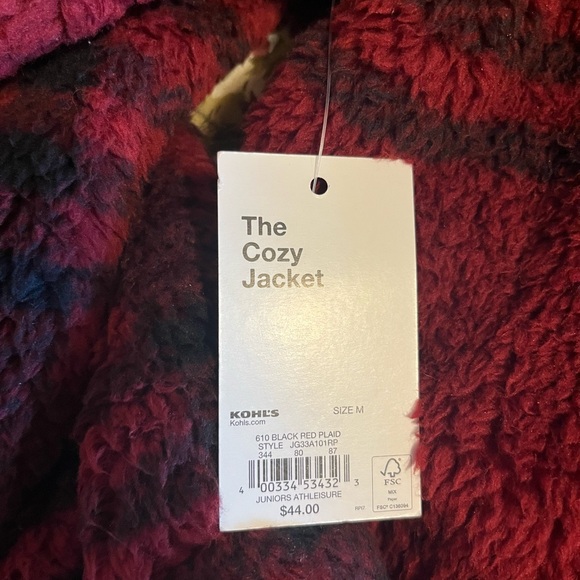 Red and Black Plaid Sherpa Jacket - Picture 4 of 4